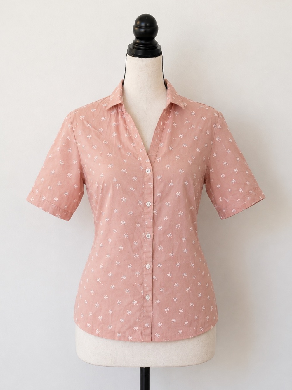 GAP Pink palm tree Resort Wear Button-front Short Sleeve Shirt XS
